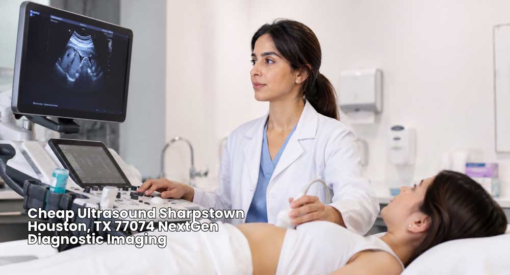 Medical sonographer providing a cheap ultrasound in Houston for a patient at NextGen Diagnostic Imaging 77074.