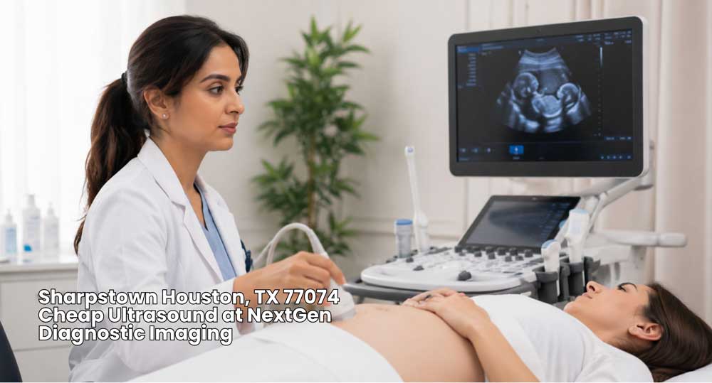 Expert doctor performing a cheap ultrasound in Houston displaying clear baby imagery at NextGen Diagnostic Imaging.